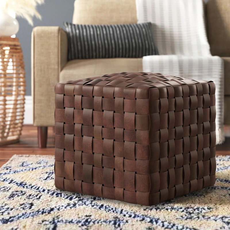 19'' Genuine Leather Square Cube Ottoman & Reviews Joss & Main